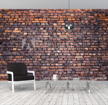 Picture of Old brick wall grunge texture for background urban style